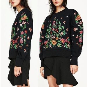 Zara Floral Embroidered Sweatshirt